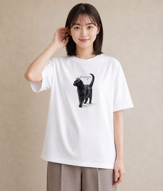 デザインTシャツ レディース シャム 猫 ねこ イラスト 淡色 デイリーウェア 休日 白T YMAZO