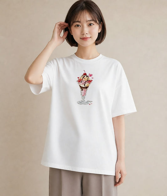 グラフィックTシャツ レディース アイス 食べ物 フード イラスト ラフカジュアル 母娘コーデ 自分用 白T YMAZO
