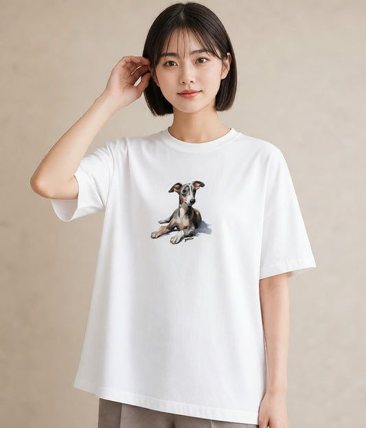 プリントTシャツ レディース イタリアングレーハウンド 犬 いぬ イラスト ユニーク ペアコーデ 秋コーデ 白T YMAZO