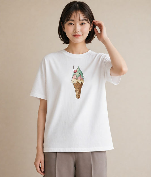 プリントTシャツ レディース マカロン 食べ物 フード イラスト ゆるかわ 旅行用 海 白T YMAZO