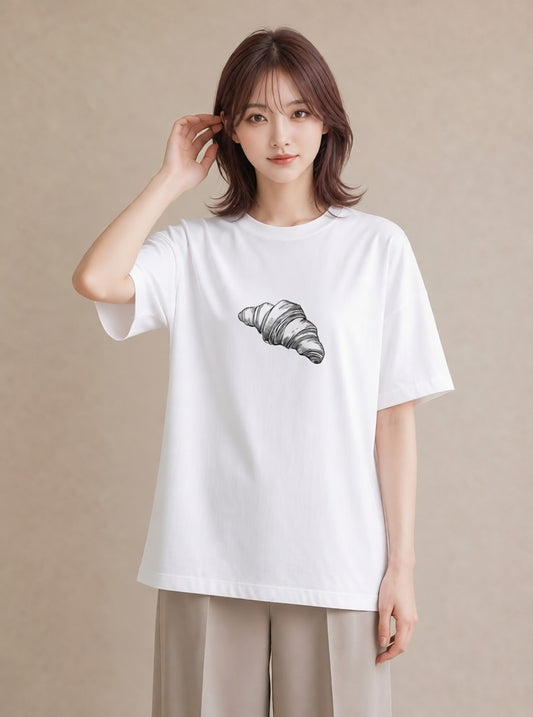 グラフィックTシャツ レディース パン ベーカリー イラスト ゆるコーデ ホワイトデー 春服 白T YMAZO