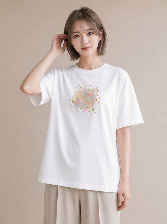 プリントTシャツ レディース 牡羊座 星空 宇宙 イラスト ニュアンス 母娘コーデ 自分用 白T YMAZO