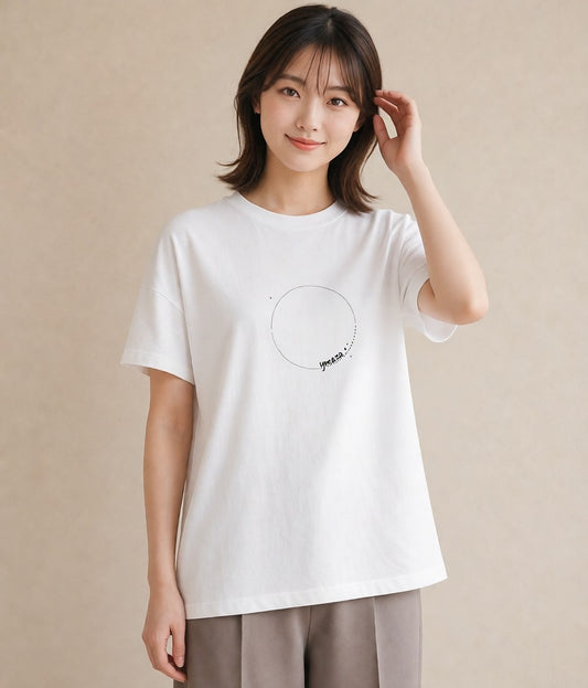 グラフィックTシャツ レディース 幾何学 ミニマル ジオメトリック イラスト シック 敬老の日 ホワイトデー 白T YMAZO