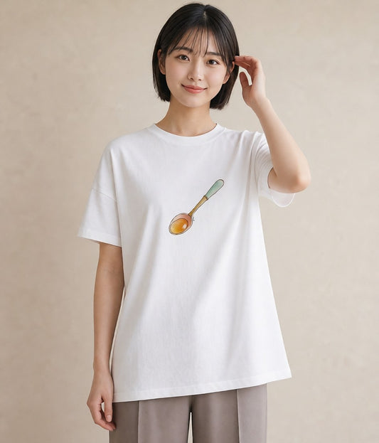 デザインTシャツ レディース 抹茶 食べ物 フード イラスト シック 海 カフェ巡り 白T YMAZO