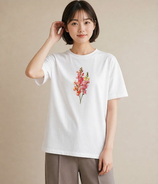 半袖Tシャツ レディース ポスト 野の花 レトロ ナチュラル アンティーク イラスト カジュアル 社会人 女性 白T