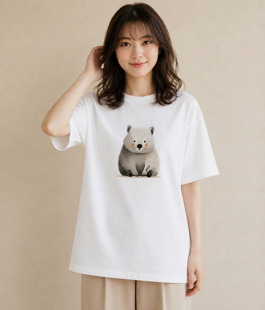 グラフィックTシャツ レディース キンクマハムスター ペット 動物 イラスト 北欧風 買い物 夏コーデ 白T YMAZO