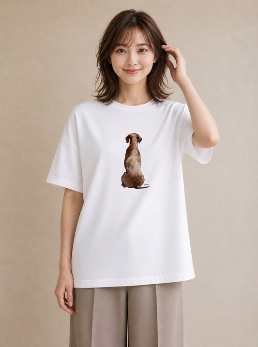プリントTシャツ レディース いぬ 犬 ワンコ イラスト こなれ感 通勤 在宅 白T YMAZO