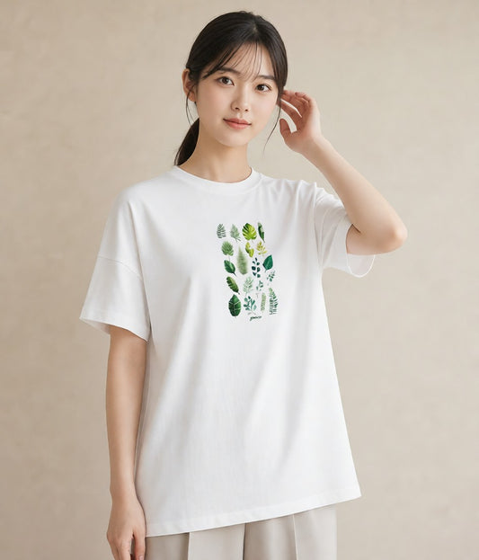 プリントTシャツ レディース ボタニカル 植物 イラスト フェミニン ホワイトデー 春服 白T YMAZO