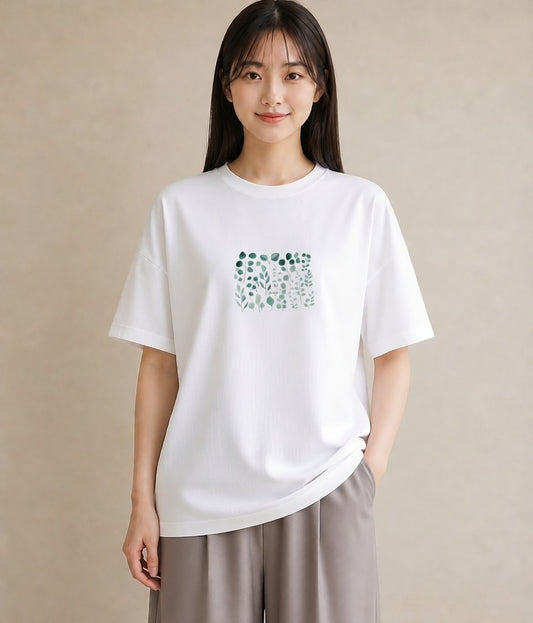 グラフィックTシャツ レディース ボタニカル 植物 イラスト ママ カフェ服 白T YMAZO