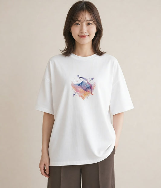 デザインTシャツ レディース 天秤座 星空 宇宙 イラスト シンプル クリスマス 旅行 白T YMAZO