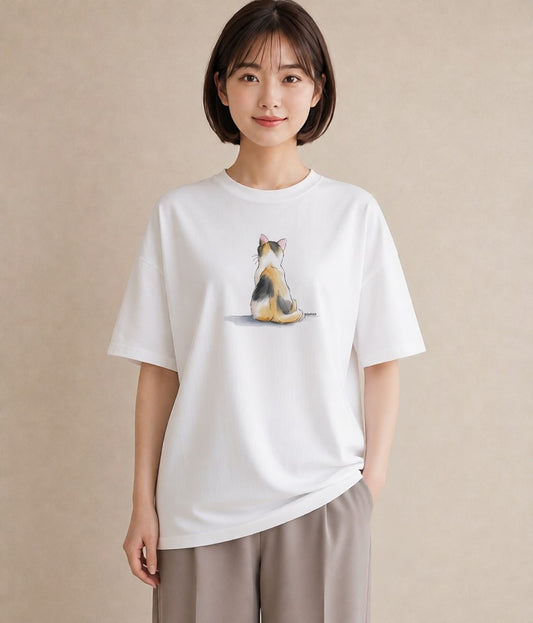 半袖Tシャツ レディース ベンガル 猫 ねこ イラスト ミニマル レイヤード 友達ギフト 白T YMAZO