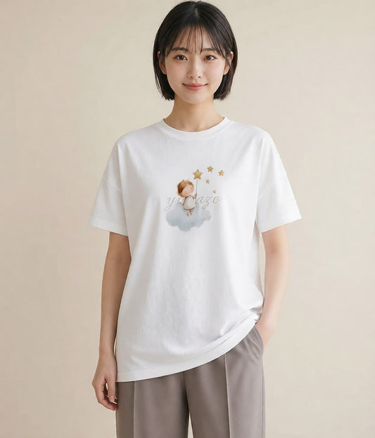 プリントTシャツ レディース 星 星空 宇宙 イラスト 旅行コーデ デート 帰省 白T YMAZO
