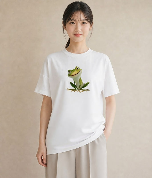 プリントTシャツ レディース カエル ペット 動物 イラスト アート風 姉妹 送別ギフト 白T YMAZO