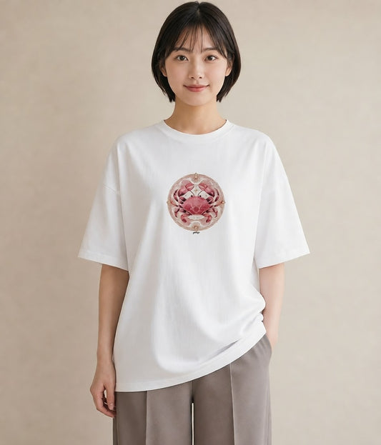 半袖Tシャツ レディース 牡羊座 星空 宇宙 イラスト シック カジュアルコーデ 買い物 白T YMAZO
