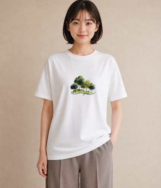 半袖Tシャツ レディース 木 植物 ボタニカル イラスト ゆるかわ 週末コーデ 敬老の日 白T YMAZO
