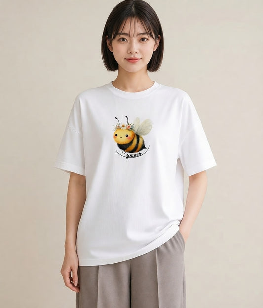 プリントTシャツ レディース ハニー 食べ物 フード イラスト シンプル 週末コーデ 敬老の日 白T YMAZO