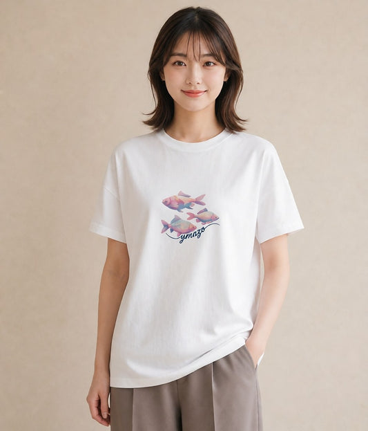 プリントTシャツ レディース たい焼き 食べ物 フード イラスト ミニマル 通学 誕生日プレゼント 白T YMAZO