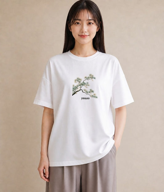 半袖Tシャツ レディース 盆栽 植物 ボタニカル イラスト 部屋着 女性向けギフト 白T YMAZO