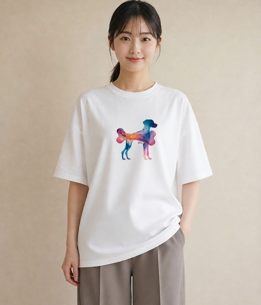 半袖Tシャツ レディース 犬 いぬ イラスト カフェコーデ 敬老の日 ホワイトデー 白T YMAZO