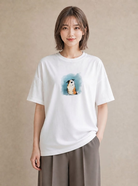 プリントTシャツ レディース 犬好き 犬 いぬ イラスト 可愛い デイリーウェア 休日 白T YMAZO