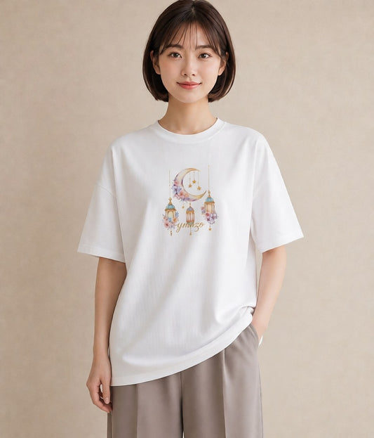 デザインTシャツ レディース 星空 宇宙 イラスト ゆるかわ レイヤード 友達ギフト 白T YMAZO