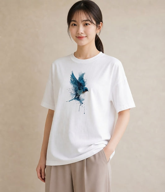 プリントTシャツ レディース セキセイインコ ペット 動物 イラスト ゆるコーデ 母娘コーデ 自分用 白T YMAZO