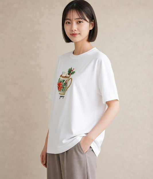 デザインTシャツ レディース エスプレッソ 食べ物 フード イラスト ポップ 自分用 ルームウェア 白T YMAZO