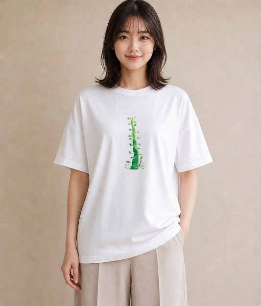 Tシャツ レディース 盆栽 植物 ボタニカル イラスト きれいめカジュアル 旅行用 海 白T YMAZO