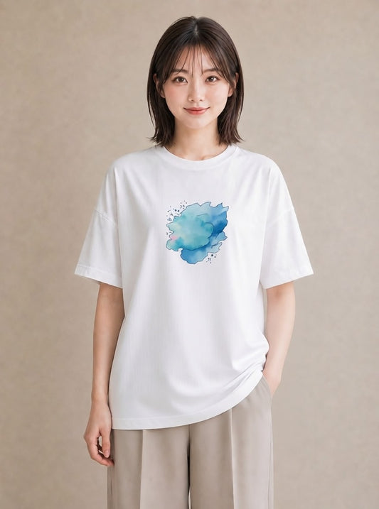 Tシャツ レディース 空 星空 宇宙 イラスト フェミニン カジュアルコーデ 買い物 白T YMAZO