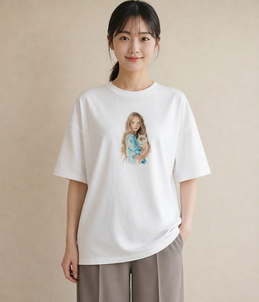 半袖Tシャツ レディース ラグドール 猫 ねこ イラスト カジュアル 女子会 お揃い 白T YMAZO