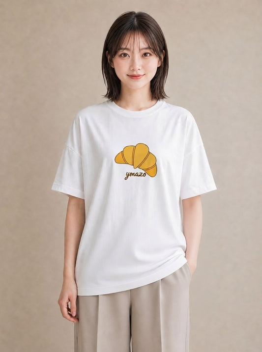デザインTシャツ レディース パン ベーカリー レトロ イラスト 休日コーデ 休日 ペアコーデ 白T YMAZO