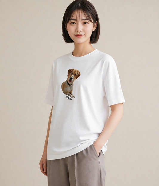 デザインTシャツ レディース ラブラドールレトリバー 犬 いぬ イラスト 韓国風 休日 ペアコーデ 白T
