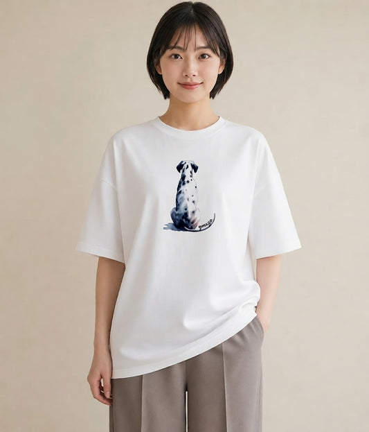 プリントTシャツ レディース ダルメシアン 犬 いぬ イラスト 抜け感 親子 20代 白T