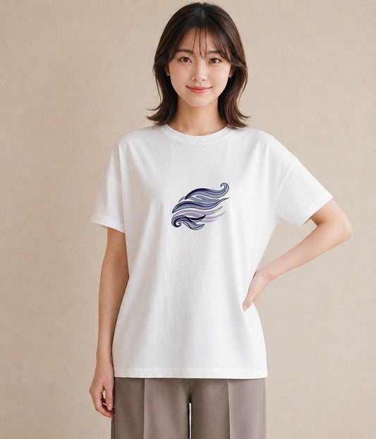 半袖Tシャツ レディース オーロラ 星空 宇宙 イラスト ニュアンス 部屋着 女性向けギフト 白T YMAZO