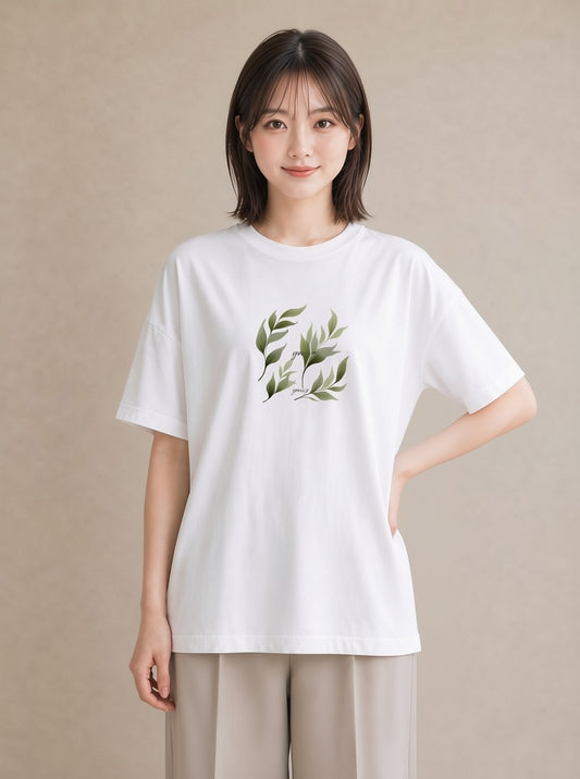 デザインTシャツ レディース 苔 植物 ボタニカル イラスト 旅行コーデ 春コーデ 姉妹 白T YMAZO