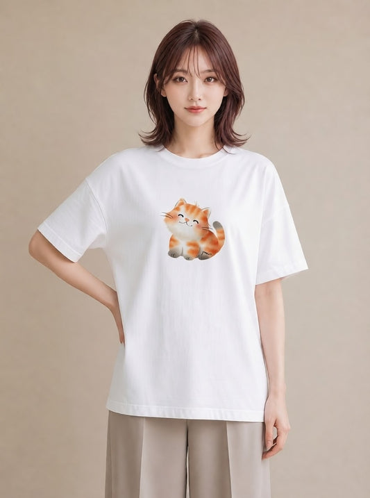 半袖Tシャツ レディース ラグドール 猫 ねこ イラスト レトロ 旅行用 海 白T YMAZO