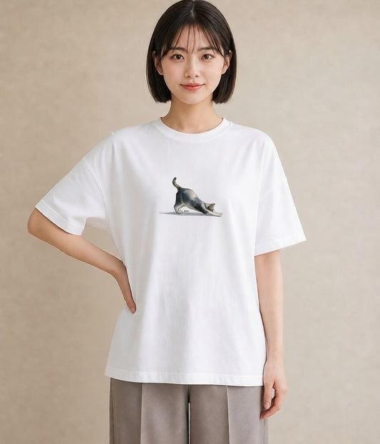 半袖Tシャツ レディース シャム柄 猫 ねこ イラスト ニュアンス 部屋着 女性向けギフト 白T YMAZO
