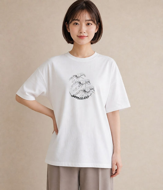 デザインTシャツ レディース エビ 海の生き物 海 イラスト ナチュラル 旅行用 白T YMAZO
