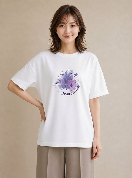 グラフィックTシャツ レディース 牡羊座 星空 宇宙 イラスト ポップ デート 帰省 白T YMAZO
