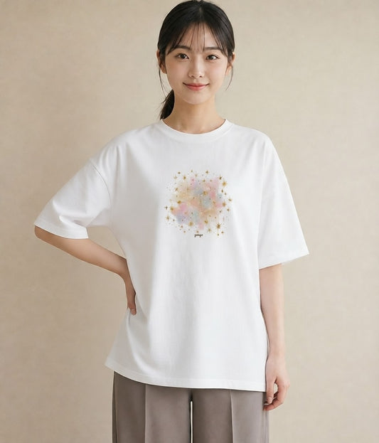 半袖Tシャツ レディース 射手座 星空 宇宙 イラスト 社会人 女性 白T YMAZO