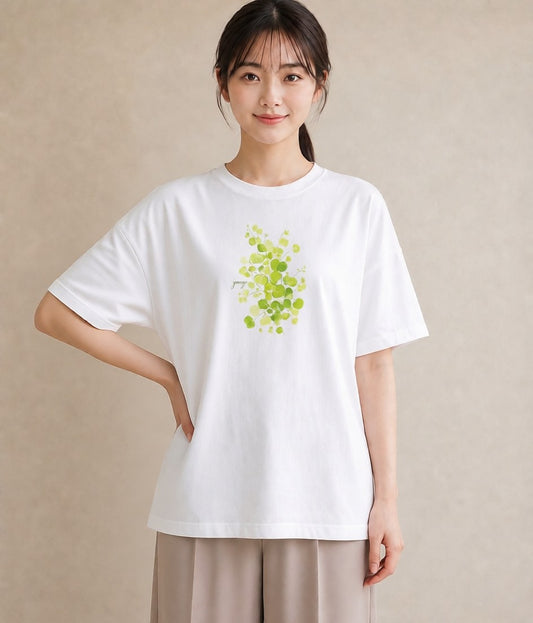 半袖Tシャツ レディース つる 植物 ボタニカル イラスト きれいめカジュアル 誕生日プレゼント 綿100 白T YMAZO