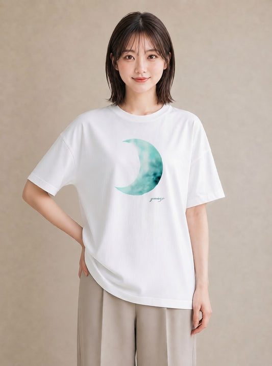 デザインTシャツ レディース 月 星空 宇宙 イラスト ラフ 友達ギフト 部屋着 白T YMAZO