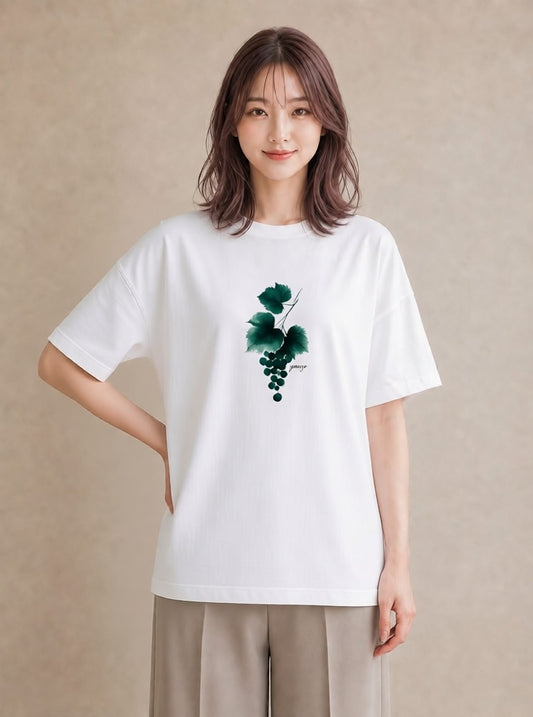 プリントTシャツ レディース つる 植物 ボタニカル イラスト 淡色 海 カフェ巡り 白T YMAZO