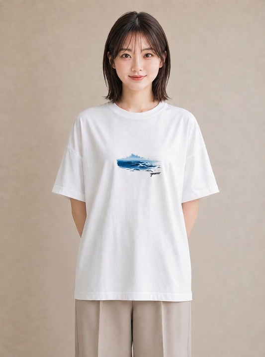 デザインTシャツ レディース 海 星空 宇宙 イラスト 旅行コーデ 親子 20代 白T YMAZO
