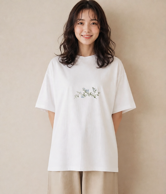 グラフィックTシャツ レディース すずらん 花 花柄 イラスト ゆるコーデ 20代 カジュアルコーデ 白T YMAZO