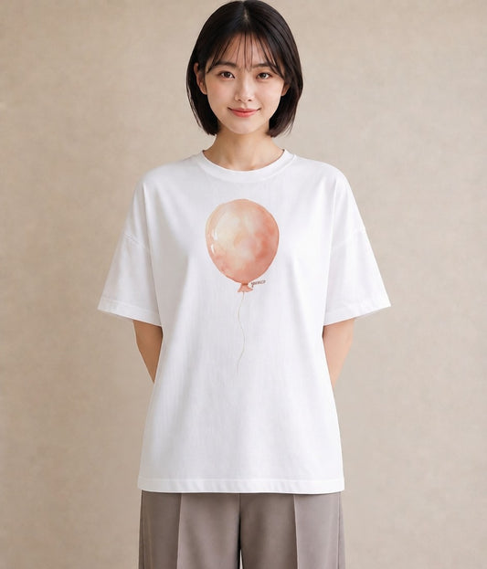 プリントTシャツ レディース 気球 星空 宇宙 イラスト ナチュラル デート 帰省 白T YMAZO