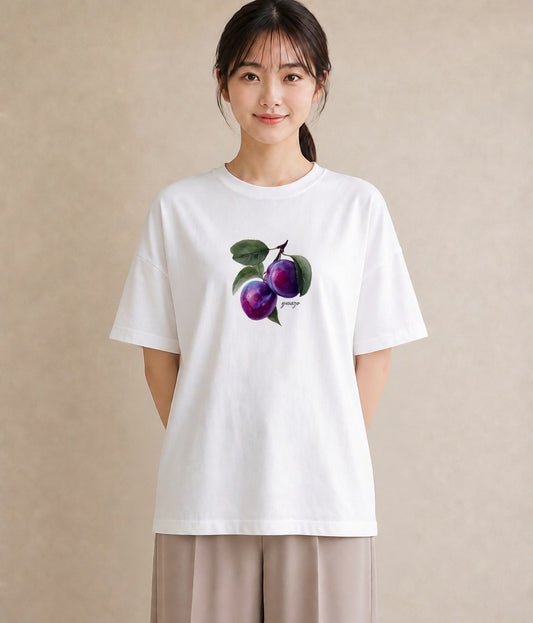 デザインTシャツ レディース 木の実 植物 ボタニカル イラスト レトロ 20代 カジュアルコーデ 白T YMAZO