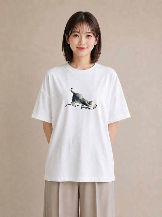 プリントTシャツ レディース サバトラ 猫 ねこ イラスト シック お揃い 親子 白T YMAZO