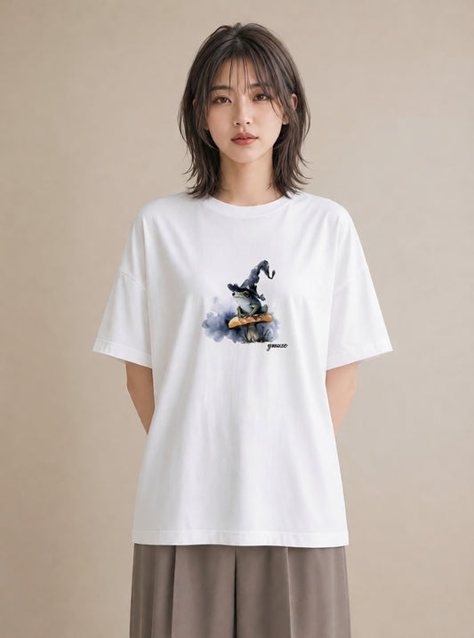デザインTシャツ レディース アマガエル ペット 動物 イラスト ラフカジュアル 自分用 ルームウェア 白T YMAZO