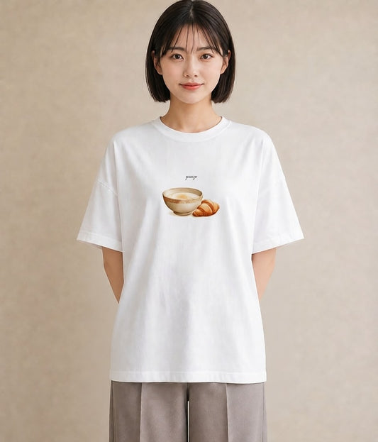 デザインTシャツ レディース たまご 食べ物 フード イラスト きれいめ 女子会 お揃い 白T YMAZO